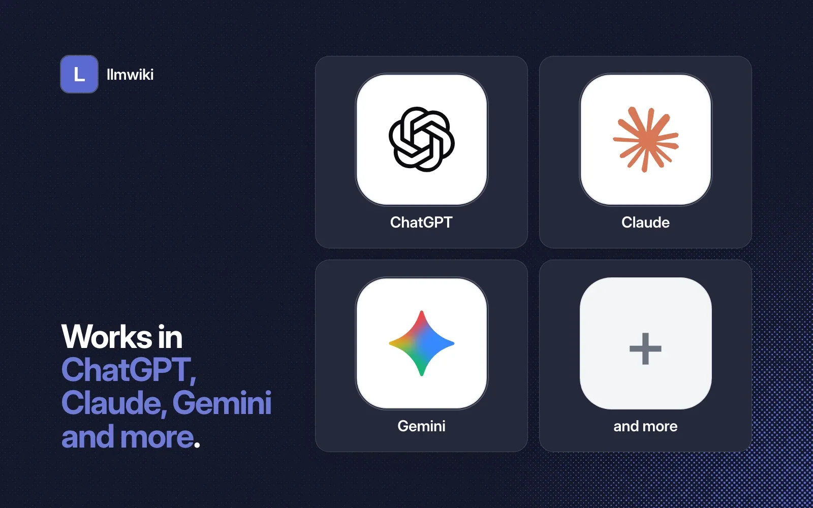 llmwiki works in ChatGPT, Claude, Gemini and more agents.