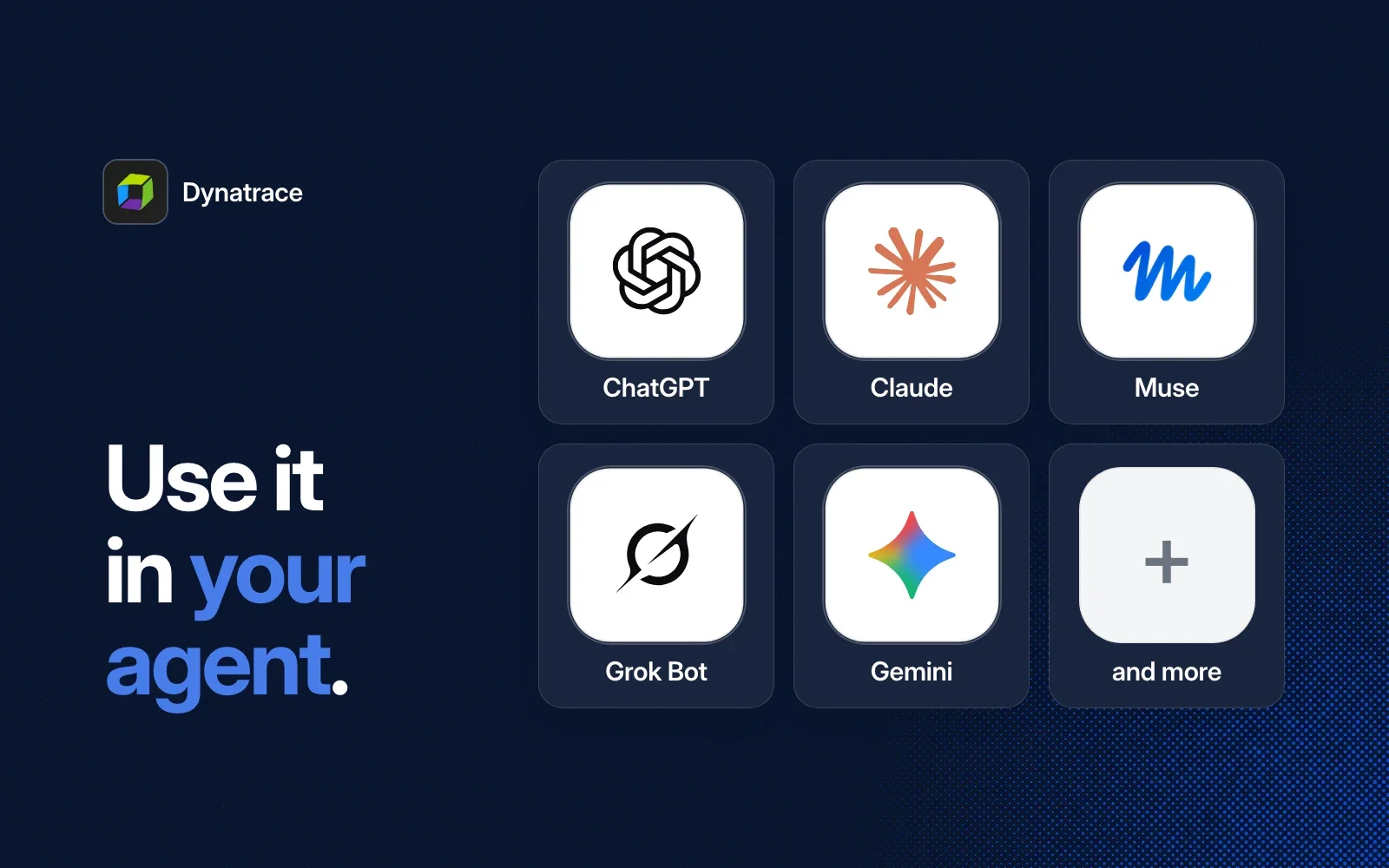 Use it in your agent: ChatGPT, Claude, Muse, Grok Bot, Gemini and more.