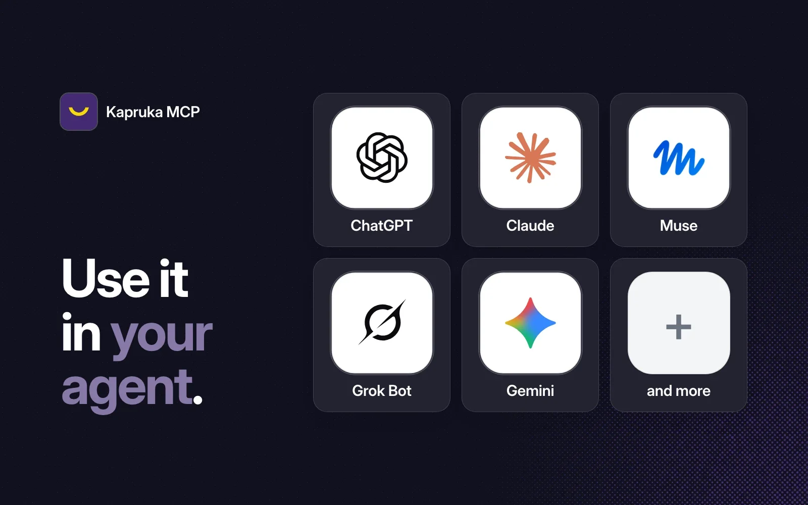 Kapruka MCP works in ChatGPT, Claude, Muse, Grok Bot, Gemini and more agents.