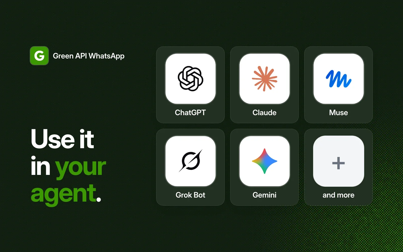 The agents it works in: ChatGPT, Claude, Muse, Grok Bot, Gemini and more.