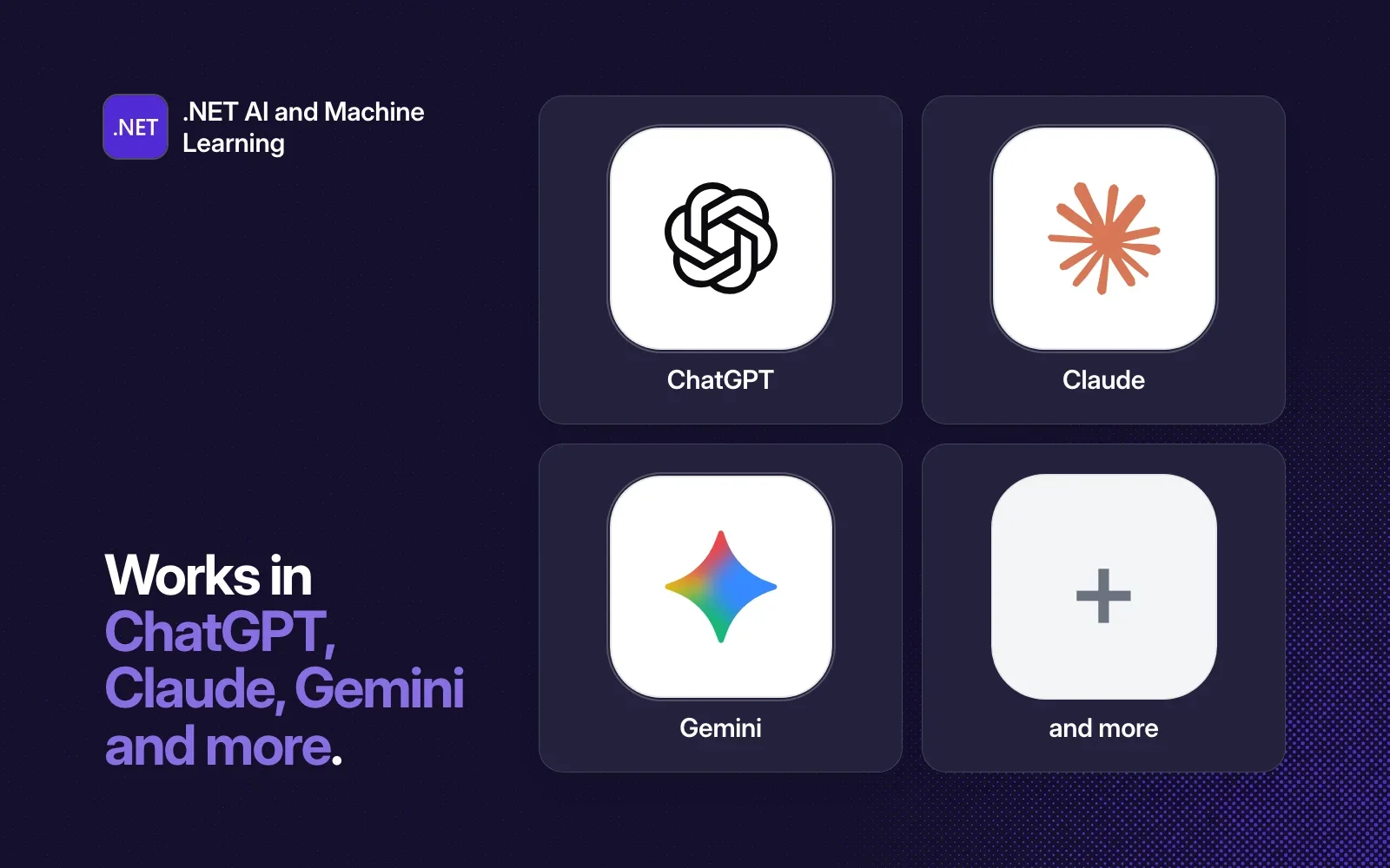 .NET AI and Machine Learning works in ChatGPT, Claude, Gemini and more agents.