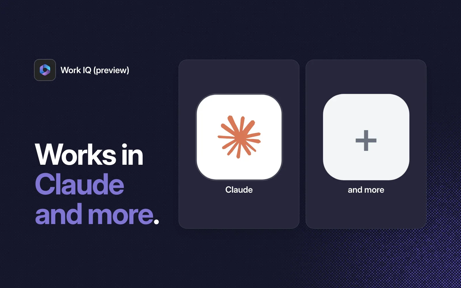 Work IQ (preview) works in Claude and more agents.