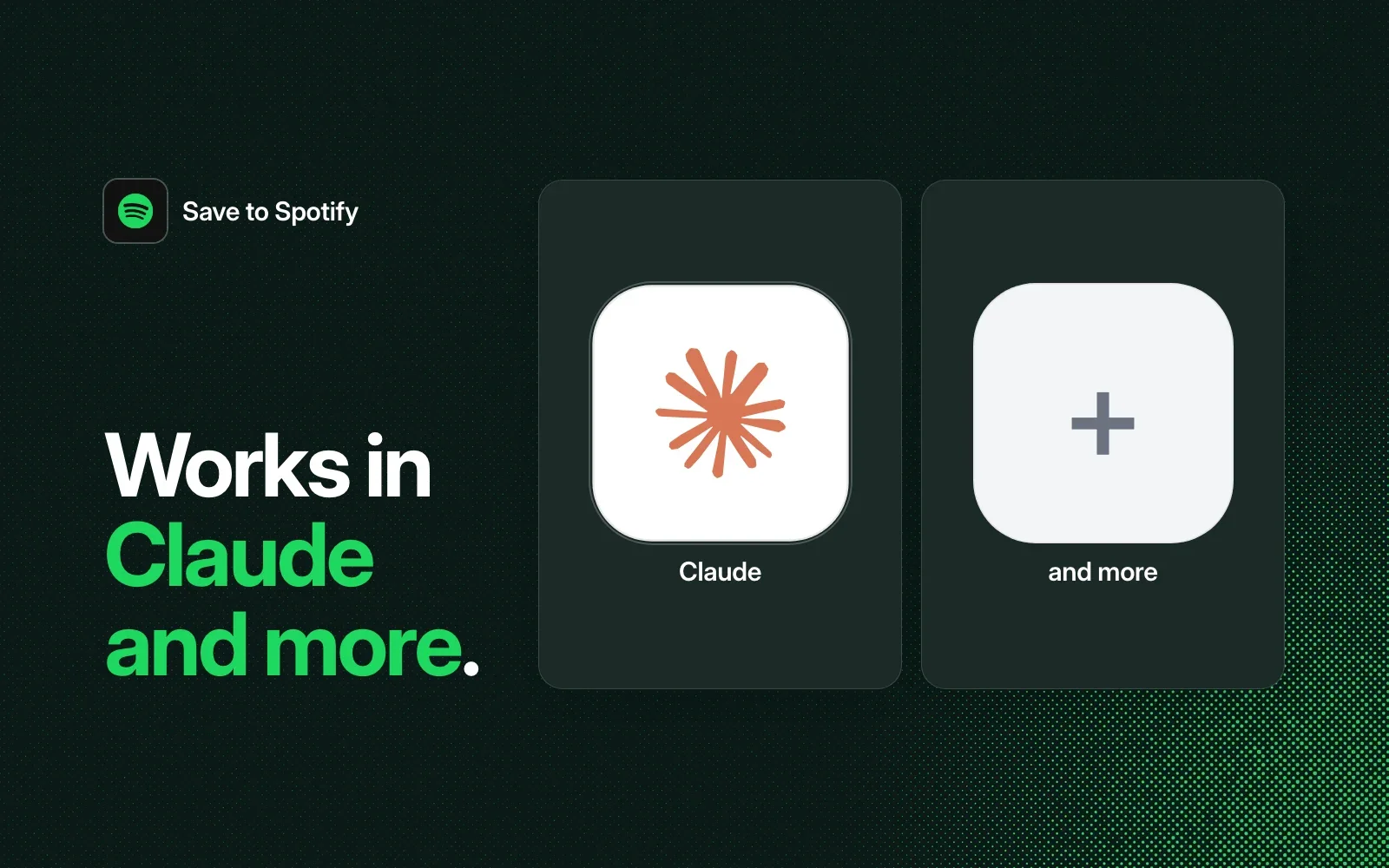 Save to Spotify works in Claude and more agents.