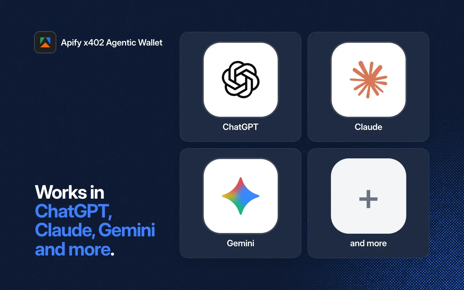 Apify x402 Agentic Wallet works in ChatGPT, Claude, Gemini and more.