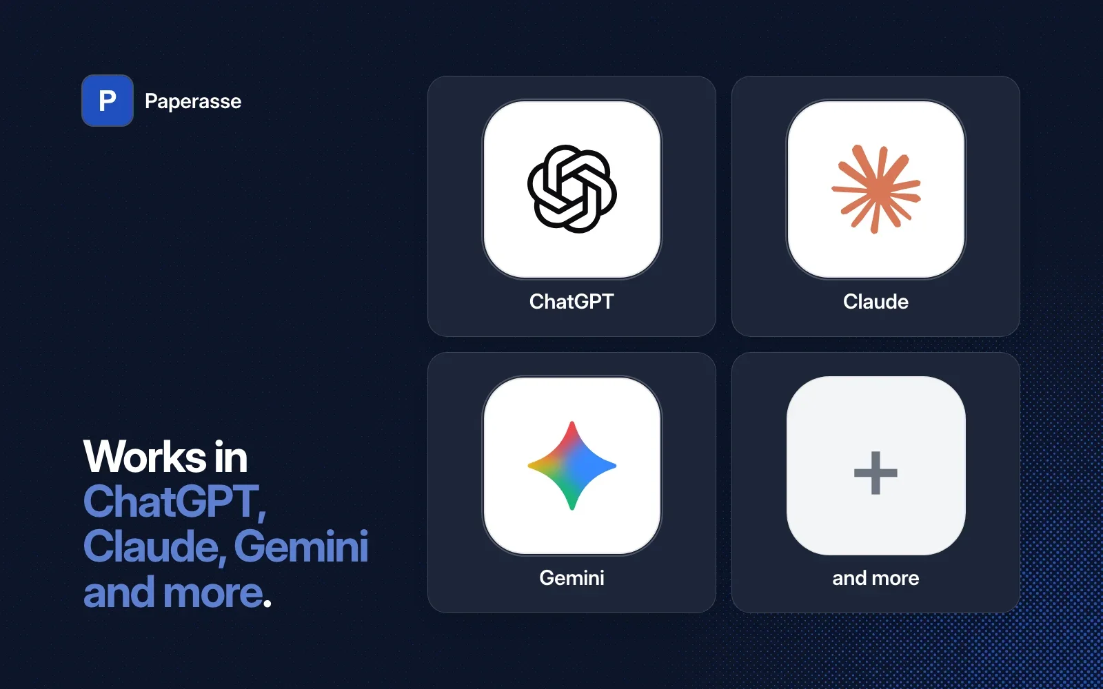 Paperasse works in ChatGPT, Claude, Gemini and more agents.