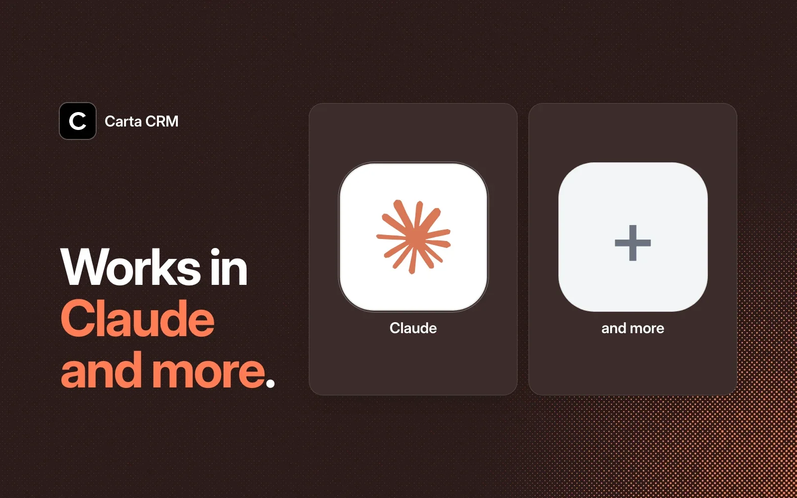Carta CRM works in Claude and more agents.